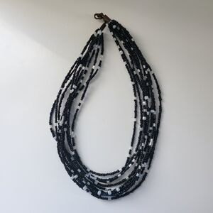 Elegant Black and White Beaded Necklace